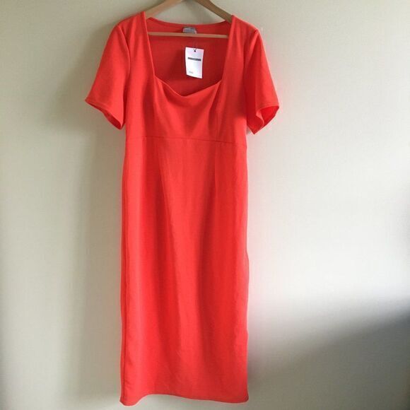 NEW ASOS Draped Neck Empire Waist Midi Dress‎ Sz 14 - Picture 1 of 8